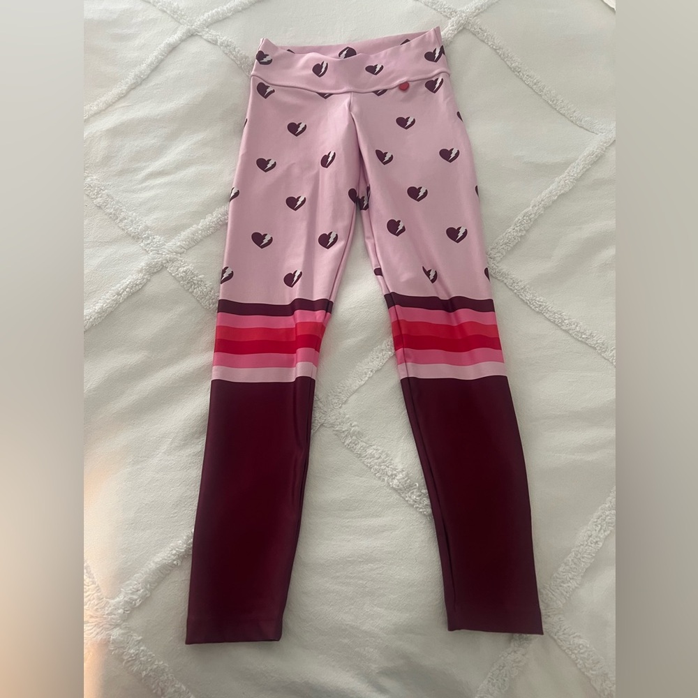 Fit Mama Heart Patterned Pink and Red Workout Leggings